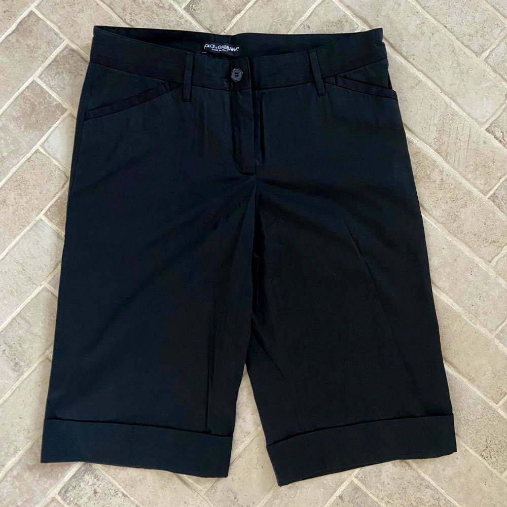 Dolce & Gabbana Black Straight Bermudas Shorts, Size It 38 (US 2), XS